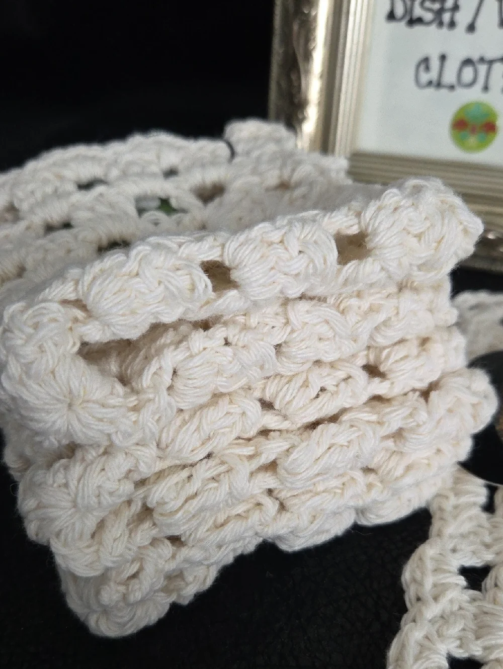 Handmade Crrocheted 100% Cotton Dish / Wash Cloths - Cream Set Of 4